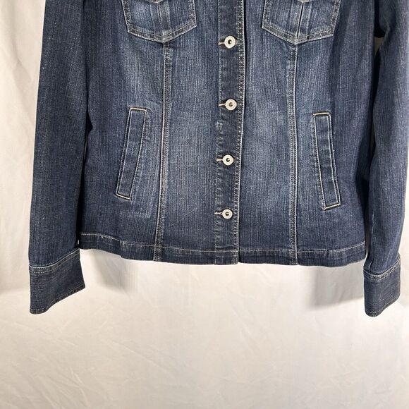 Tommy Hilfiger Jean Jacket Women's XL Dark Wash Denim Button Up Pockets Cotton - Picture 3 of 11